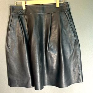 Massimo Dutti, Black lamb skin leather skirt. 25” waist